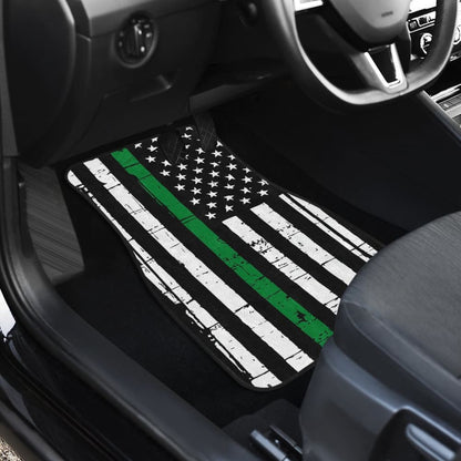 Amazing Thin Green Gray Line American Flag Car Floor Mats 212703 - YourCarButBetter