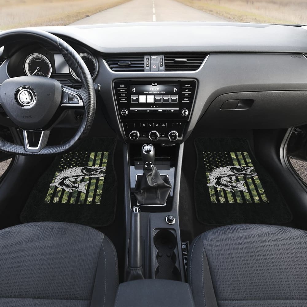 Amazing Trout Fish Custom Green American Flag Car Floor Mats 211803 - YourCarButBetter