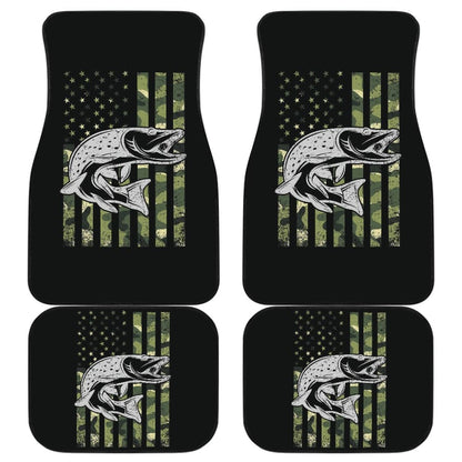 Amazing Trout Fish Custom Green American Flag Car Floor Mats 211803 - YourCarButBetter