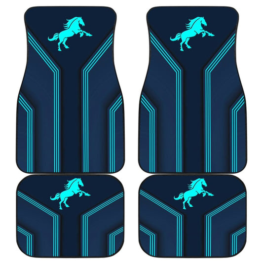 Amazing Turquoise Horse Mustang Custom Metallic Style Printed Car Floor Mats 211407 - YourCarButBetter