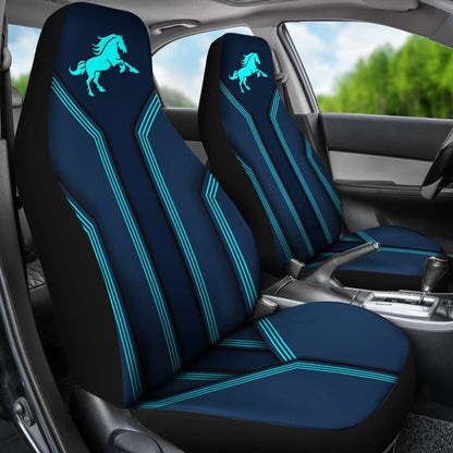 Amazing Turquoise Horse Mustang Custom Metallic Style Printed Car Seat Covers 211407 - YourCarButBetter
