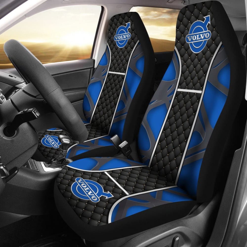 Amazing Volvo Black And Blue Themed Printed Car Seat Covers 210901 - YourCarButBetter