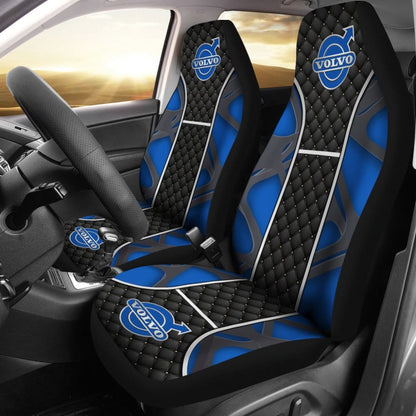 Amazing Volvo Black And Blue Themed Printed Car Seat Covers 210901 - YourCarButBetter