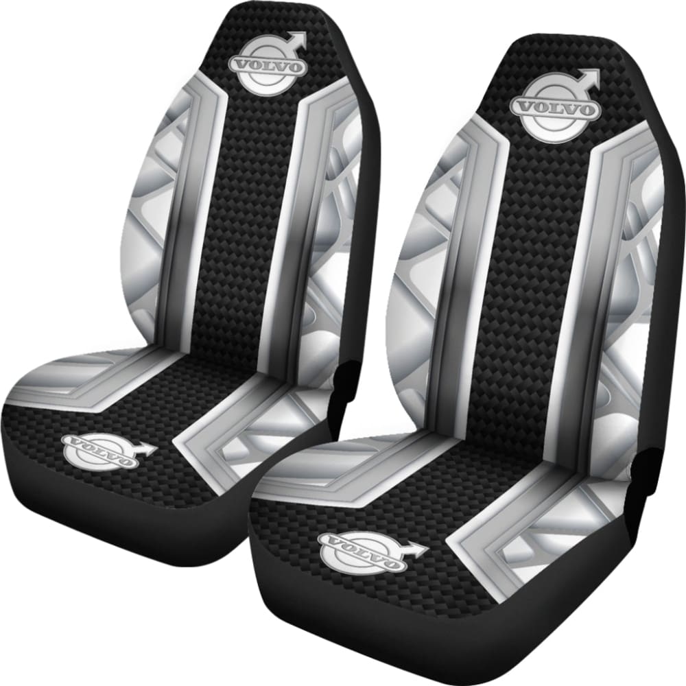 Amazing Volvo White Black Themed Printed Car Seat Covers 210901 - YourCarButBetter