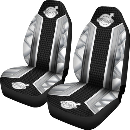 Amazing Volvo White Black Themed Printed Car Seat Covers 210901 - YourCarButBetter