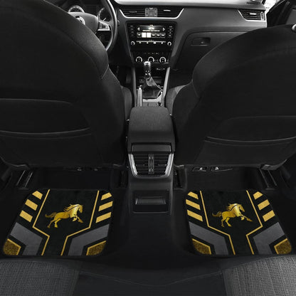 Amazing Yellow Black Horse Mustang Custom Metallic Style Printed Car Floor Mats 211407 - YourCarButBetter