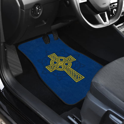 Amazing Yellow Celtic Cross Car Floor Mats 210301 - YourCarButBetter