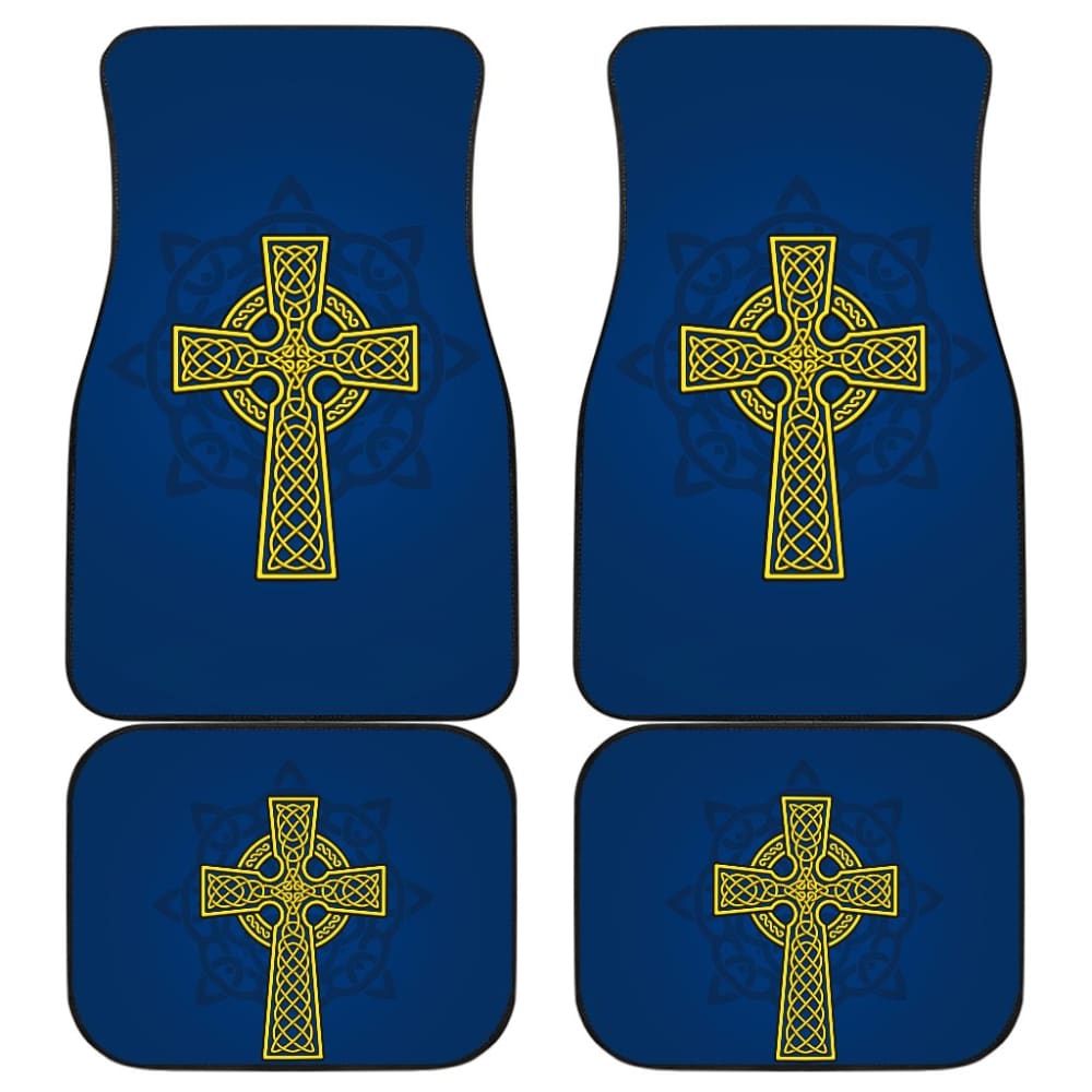 Amazing Yellow Celtic Cross Car Floor Mats 210301 - YourCarButBetter
