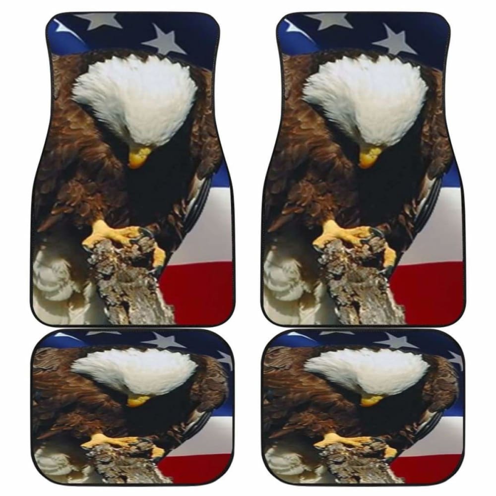 American Eagle With Flag Front And Back Car Mats (Set Of 4) 203011