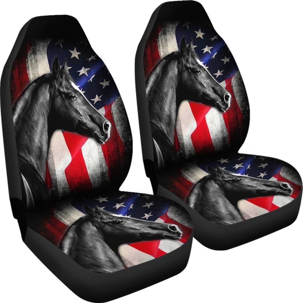 American Flag Horse Gift Who Loves Horse Car Seat Covers 210506 - YourCarButBetter