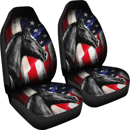 American Flag Horse Gift Who Loves Horse Car Seat Covers 210506 - YourCarButBetter