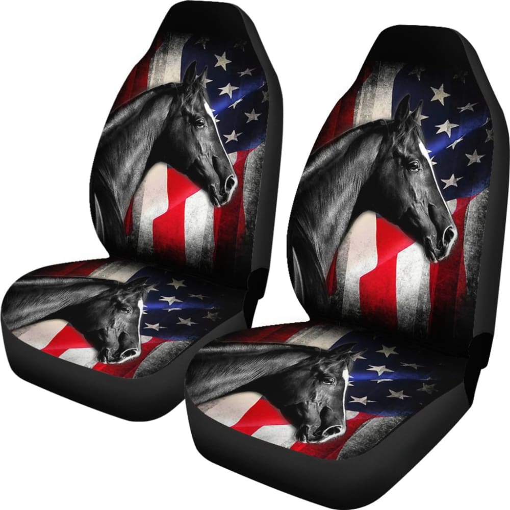 American Flag Horse Gift Who Loves Horse Car Seat Covers 210506 - YourCarButBetter