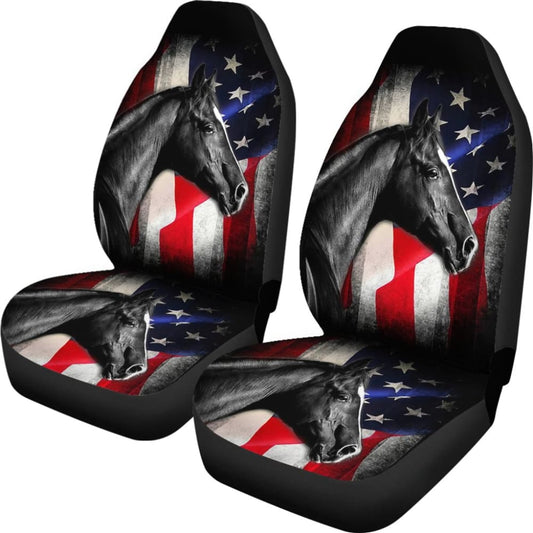 American Flag Horse Gift Who Loves Horse Car Seat Covers 210506 - YourCarButBetter
