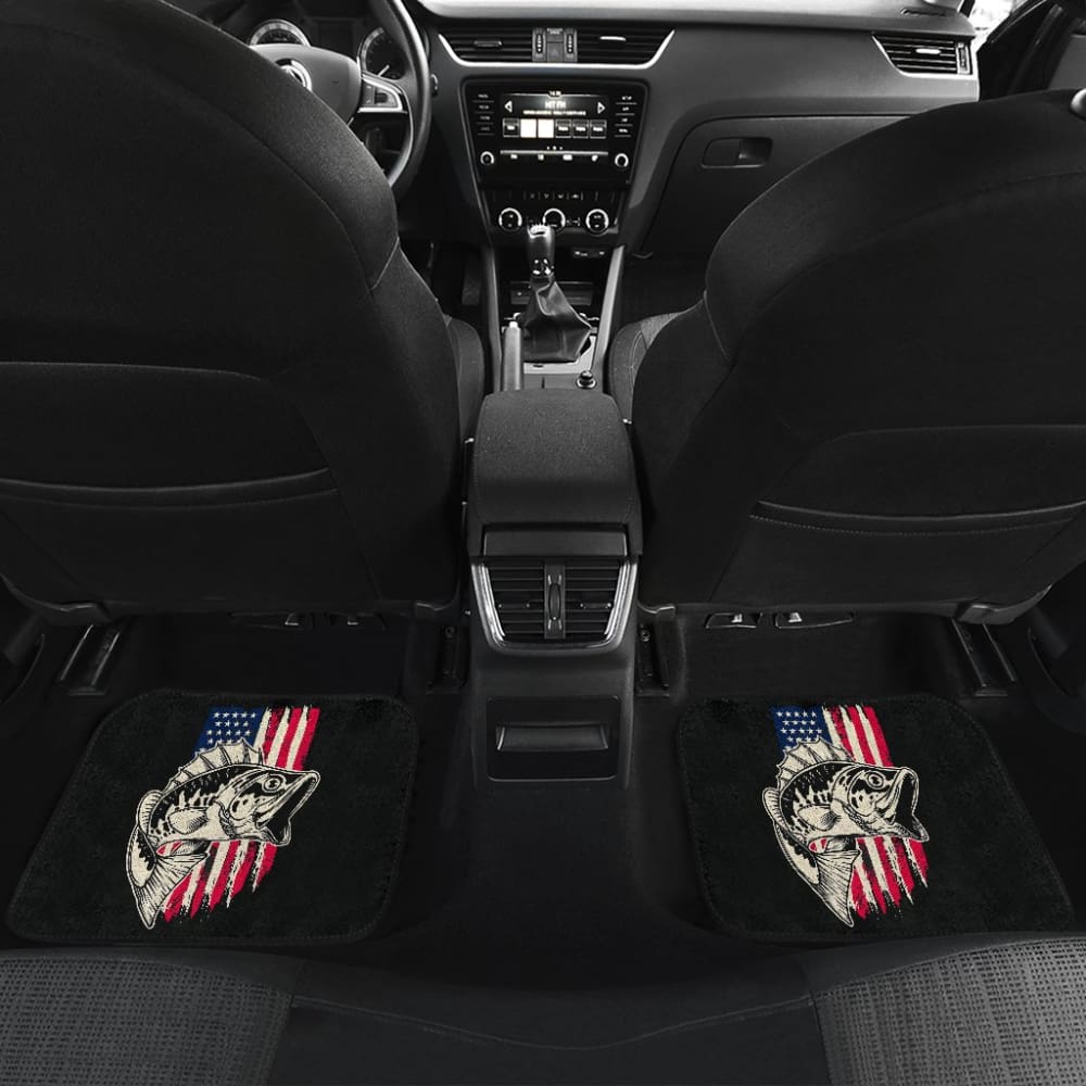 American Flag Largemouth Bass Fishing Car Floor Mats 210906 - YourCarButBetter