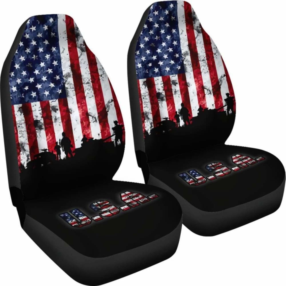 American Flag Military Patriotic Veteran Car Seats Cover 203011