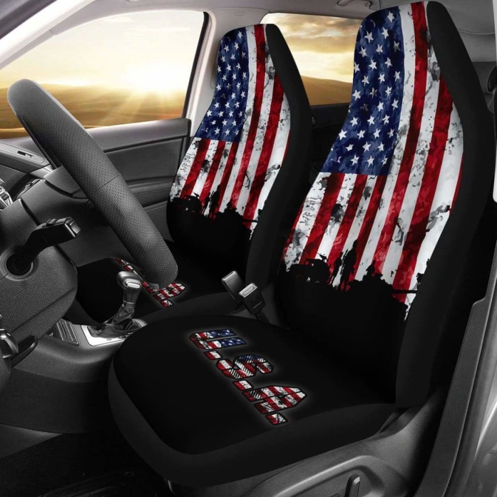 American Flag Military Patriotic Veteran Car Seats Cover 203011