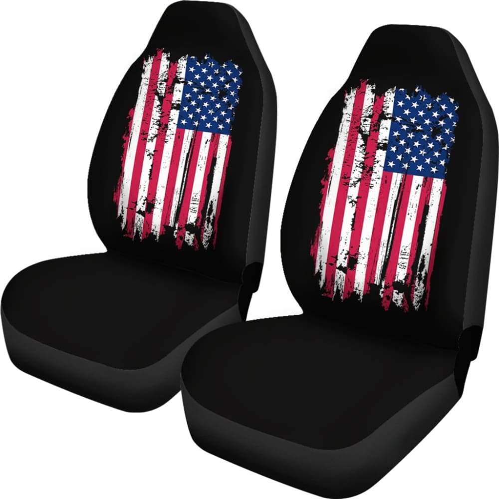 American Flag On Black Car Seat Covers 211005 - YourCarButBetter