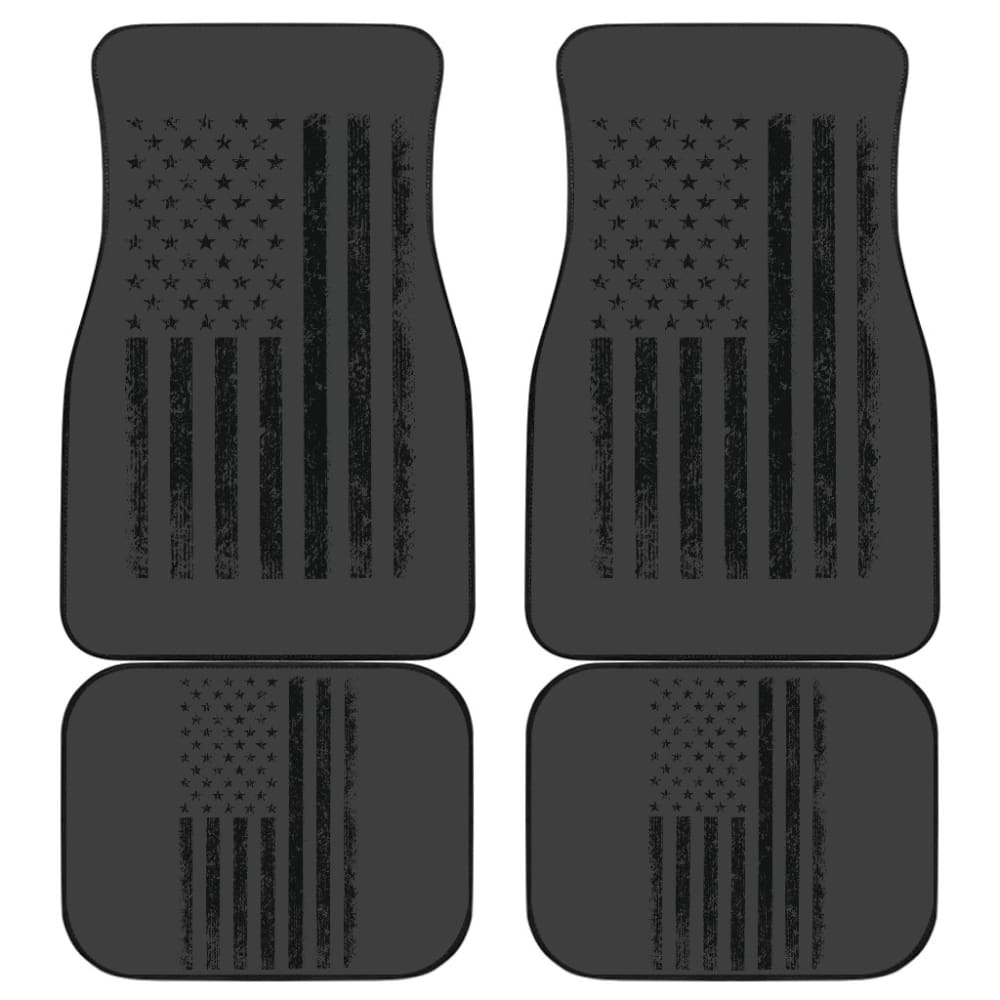 American Flag Patriotic on Black Design Car Floor Mats 212304 - YourCarButBetter