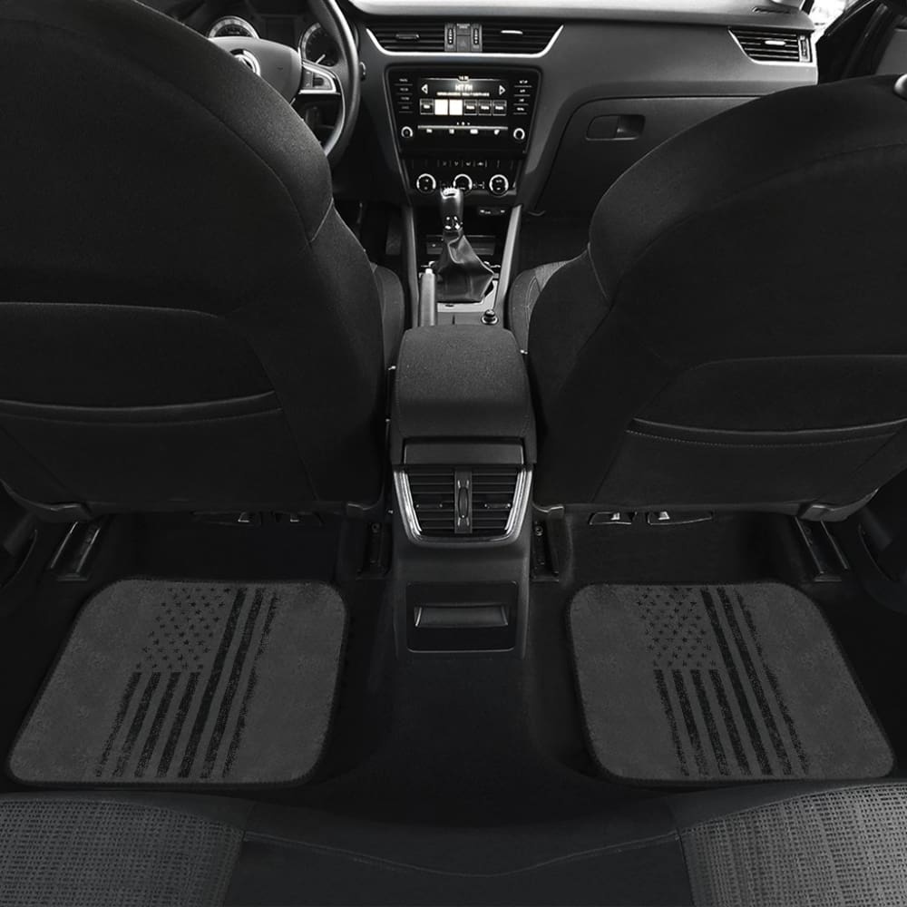American Flag Patriotic on Black Design Car Floor Mats 212304 - YourCarButBetter