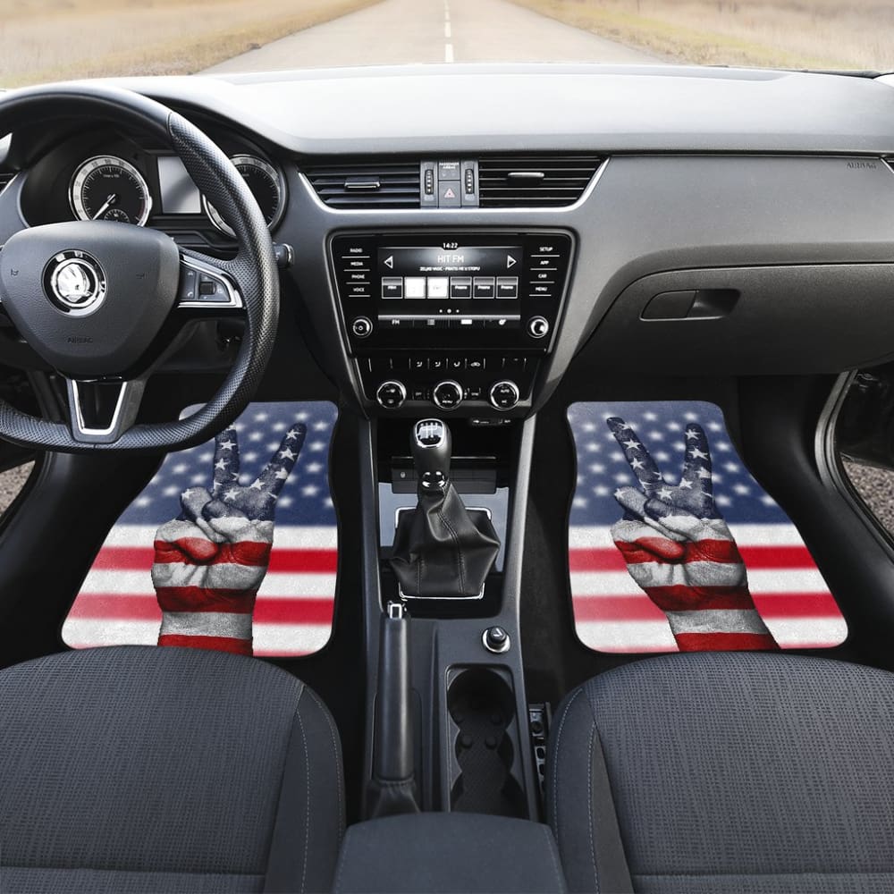American Flag Peace Car Floor Mats 211802
