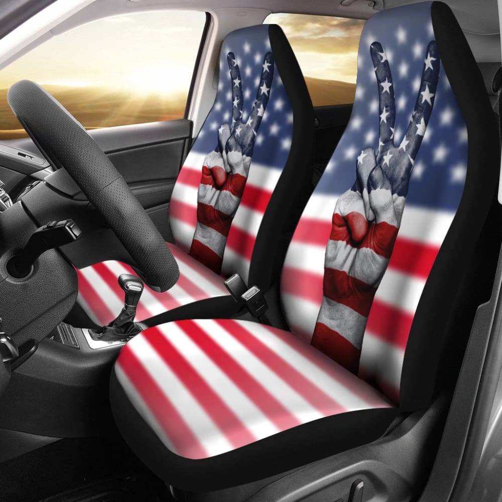 American Flag Peace Car Seat Covers 211802