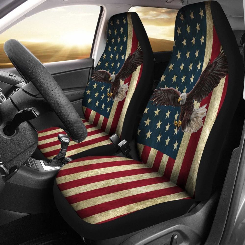 American Flag Red White And Blue Eagle Car Seat Covers 103131 - YourCarButBetter