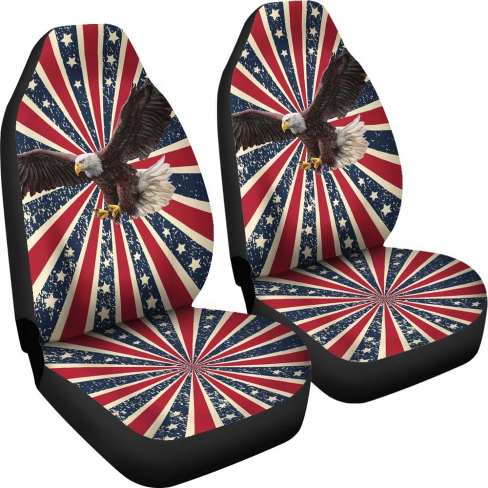 American Flag Red White And Blue With Eagle Car Seat Covers 103131 - YourCarButBetter