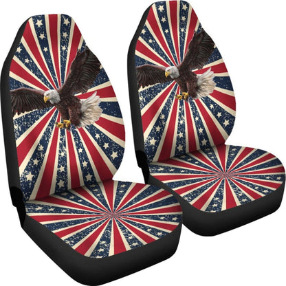 American Flag Red White And Blue With Eagle Car Seat Covers 103131 - YourCarButBetter