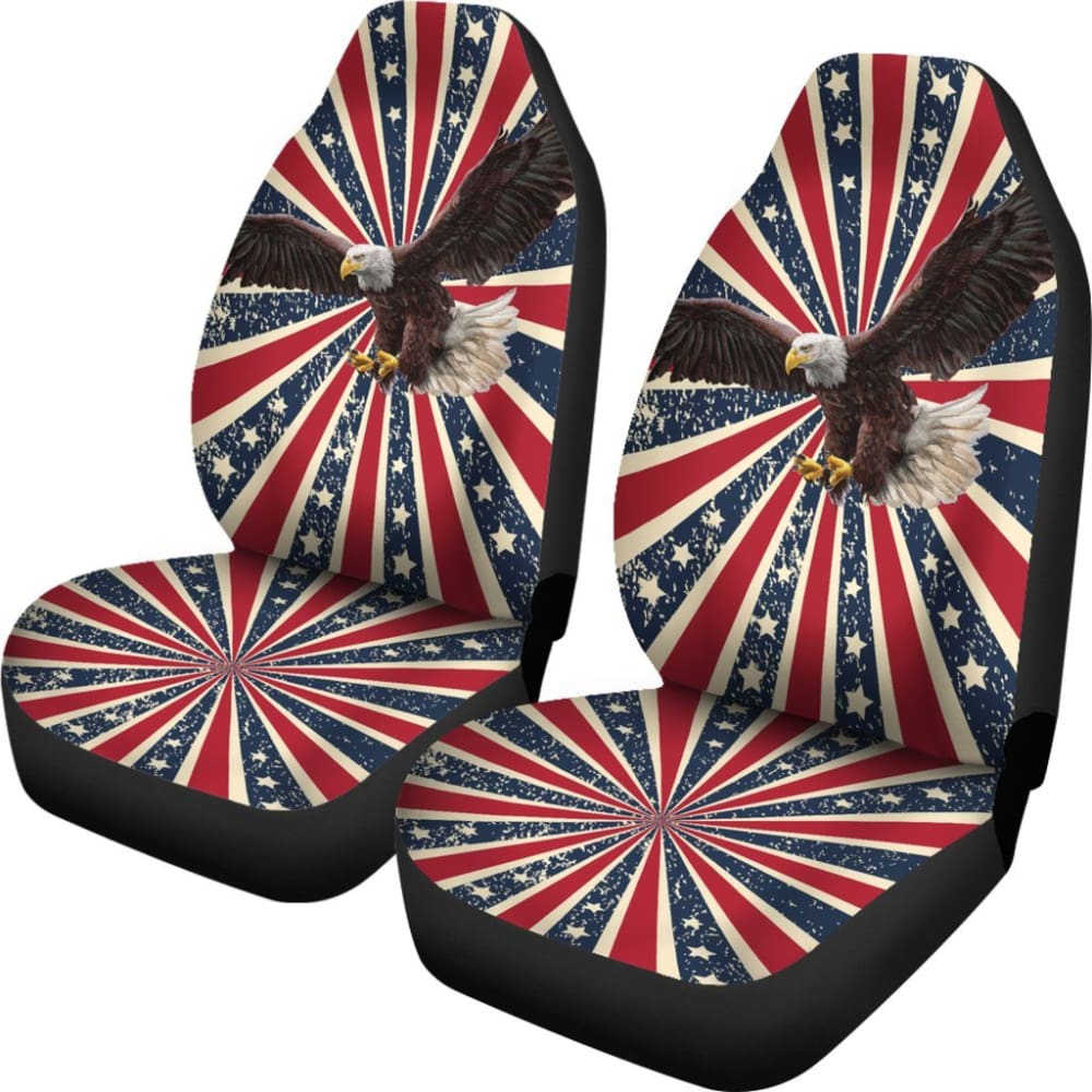 American Flag Red White And Blue With Eagle Car Seat Covers 103131 - YourCarButBetter