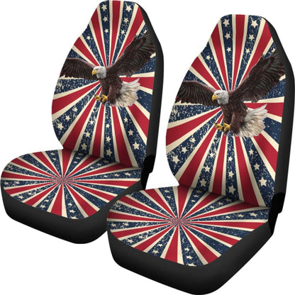 American Flag Red White And Blue With Eagle Car Seat Covers 103131 - YourCarButBetter