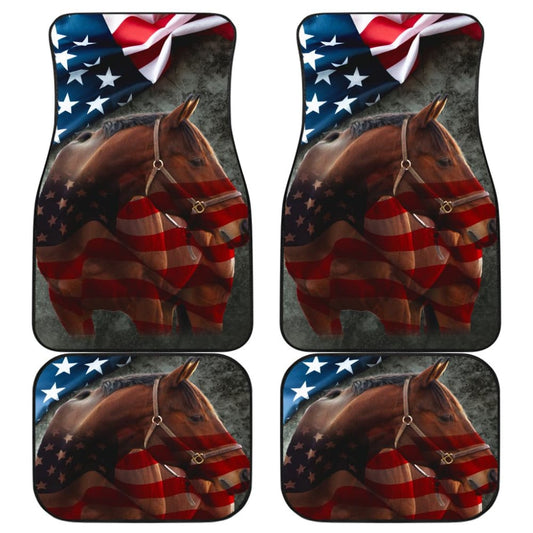 American Flag Wild Big Horse All Protective Car Floor Mats 210102 - YourCarButBetter