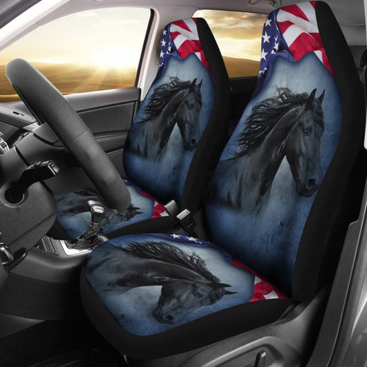 American Flag Wild Horse Car Seat Covers 211103