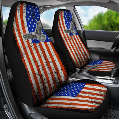 American Flag With Eagle Red White And Blue Car Seat Cover 103131 - YourCarButBetter