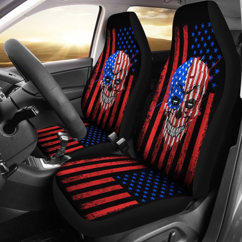 American Flag With Skull Car Seat Covers 103131 - YourCarButBetter