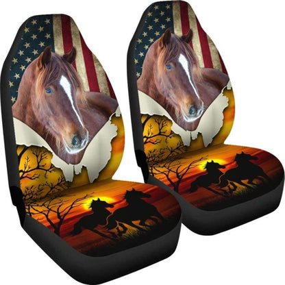 American Horse With Beautiful Sunset Car Seat Covers 231007