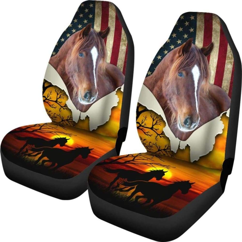 American Horse With Beautiful Sunset Car Seat Covers 231007