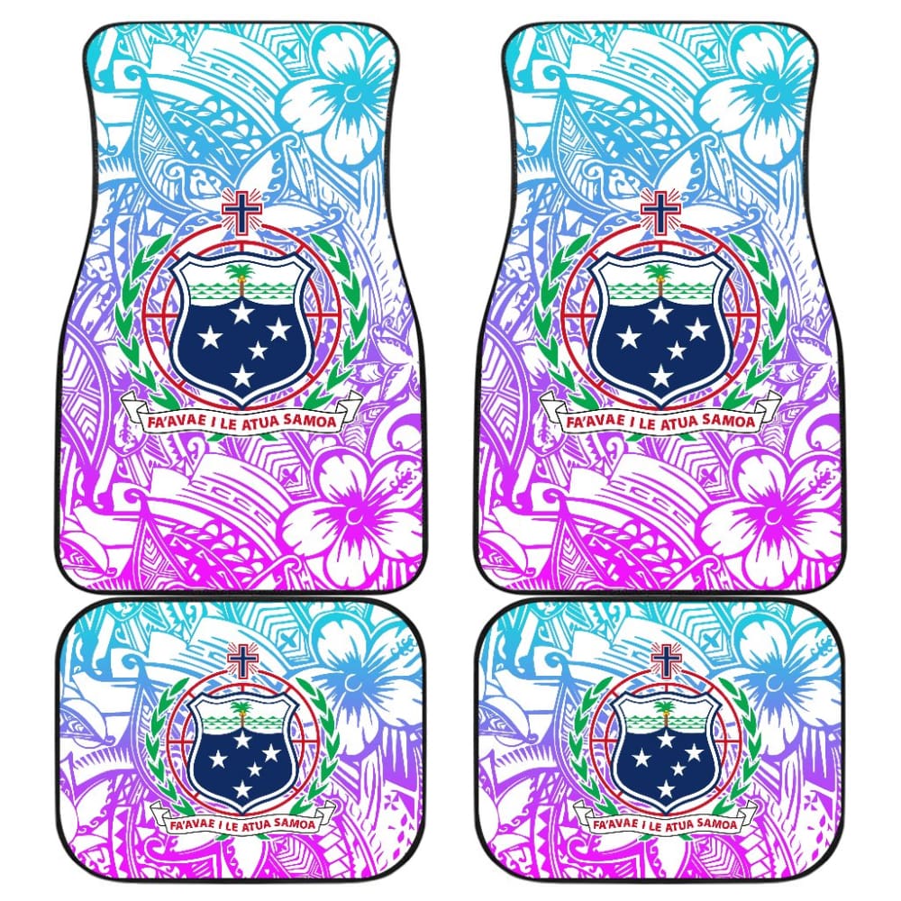 American Samoa Car Floor Mats Coat Of Arms Polynesian With Hibiscus 211904 - YourCarButBetter
