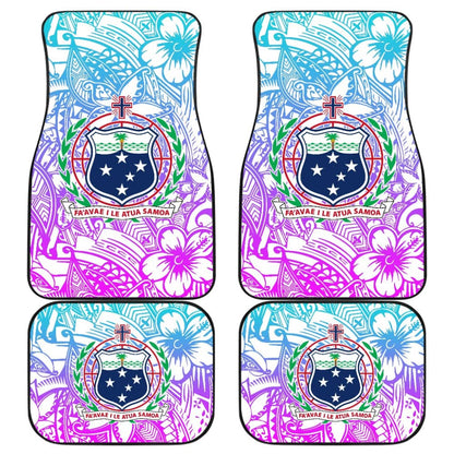 American Samoa Car Floor Mats Coat Of Arms Polynesian With Hibiscus 211904 - YourCarButBetter