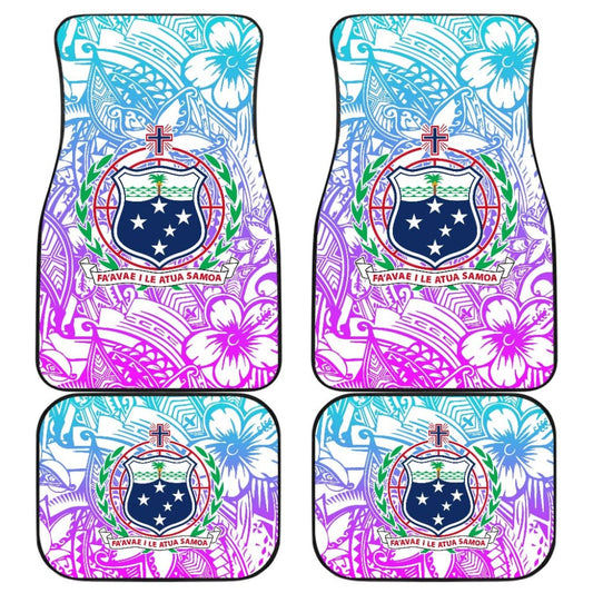 American Samoa Car Floor Mats Coat Of Arms Polynesian With Hibiscus 211904 - YourCarButBetter