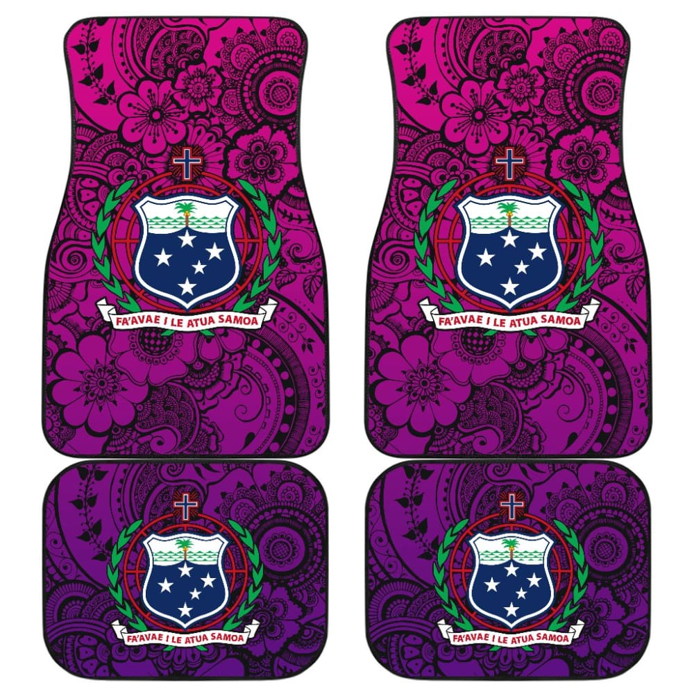 American Samoa Car Floor Mats Polynesian Hibiscus Pattern 211904 - YourCarButBetter