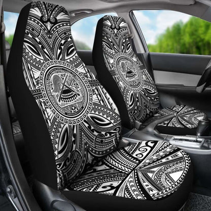 American Samoa Car Seat Cover - American Samoa Coat Of Arms Polynesian White Black 105905 - YourCarButBetter