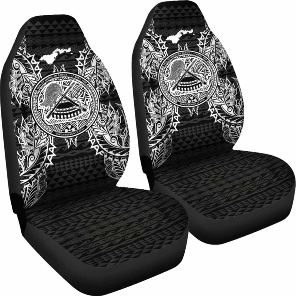 American Samoa Car Seat Cover - American Samoa Seal Map Black - 105905 - YourCarButBetter