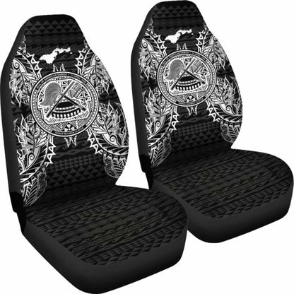 American Samoa Car Seat Cover - American Samoa Seal Map Black - 105905 - YourCarButBetter