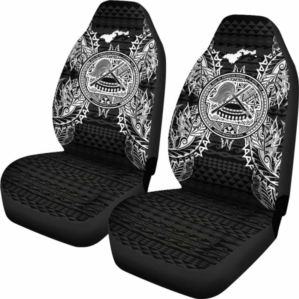 American Samoa Car Seat Cover - American Samoa Seal Map Black - 105905 - YourCarButBetter