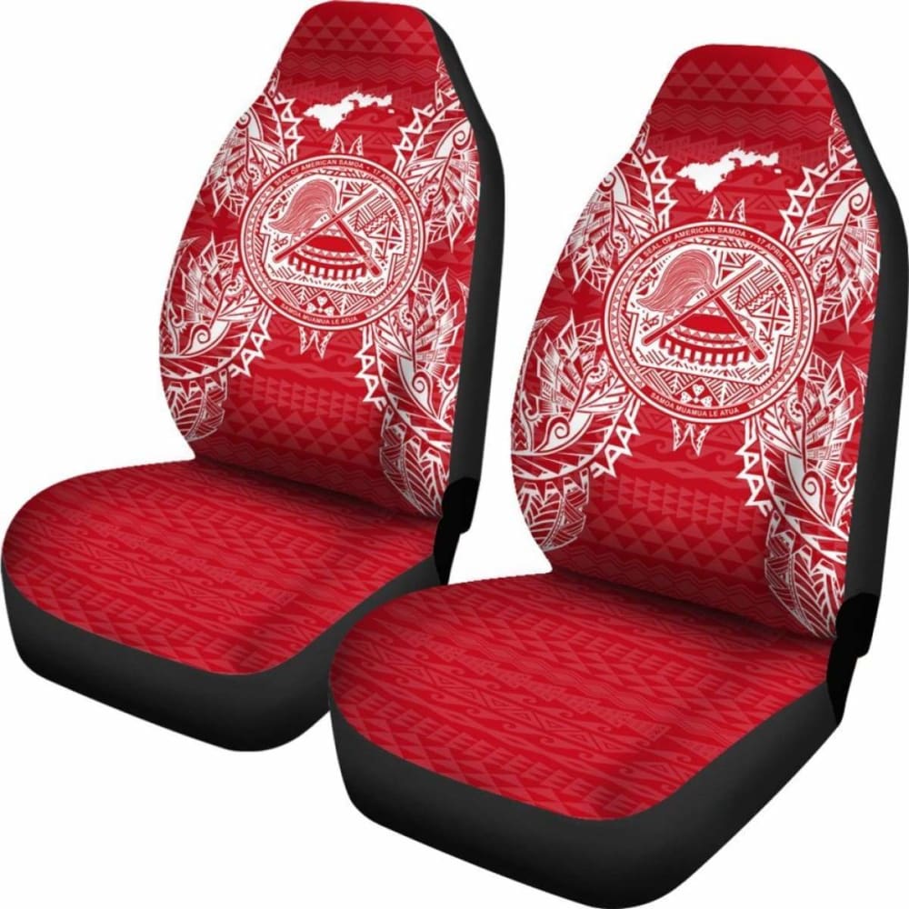American Samoa Car Seat Cover - American Samoa Seal Map Red White - 105905 - YourCarButBetter