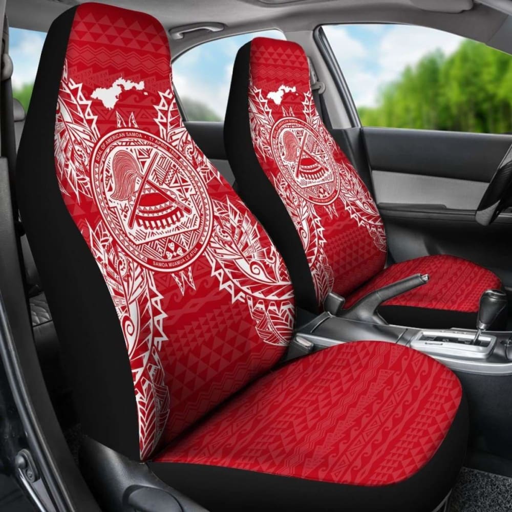American Samoa Car Seat Cover - American Samoa Seal Map Red White - 105905 - YourCarButBetter