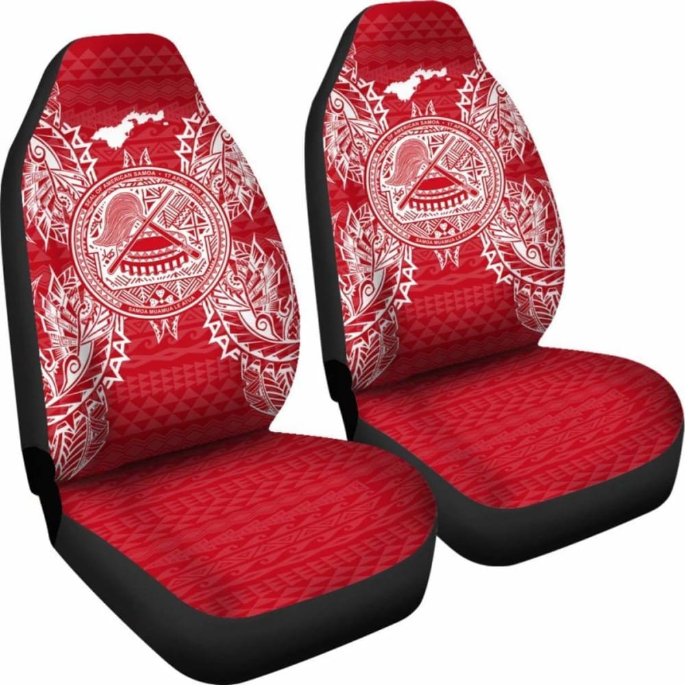 American Samoa Car Seat Cover - American Samoa Seal Map Red White - 105905 - YourCarButBetter