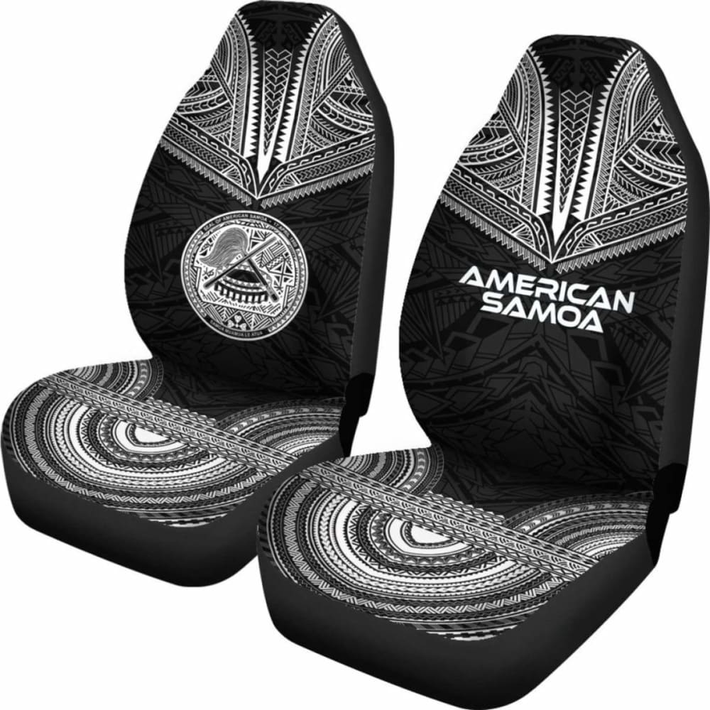 American Samoa Car Seat Cover - American Samoa Seal Polynesian Chief Tattoo Black Version - 10 174914 - YourCarButBetter