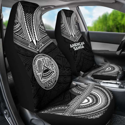 American Samoa Car Seat Cover - American Samoa Seal Polynesian Chief Tattoo Black Version - 10 174914 - YourCarButBetter