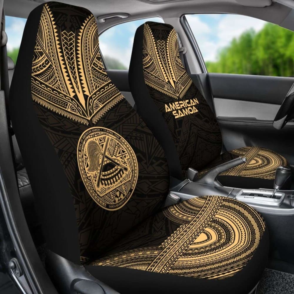 American Samoa Car Seat Cover - American Samoa Seal Polynesian Chief Tattoo Gold Version - 10 174914 - YourCarButBetter